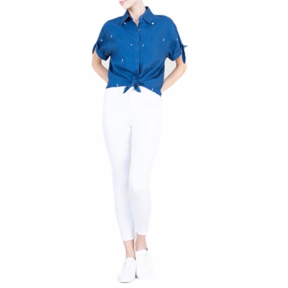 Level 99 Brie Embroidered Button Down Blouse XS